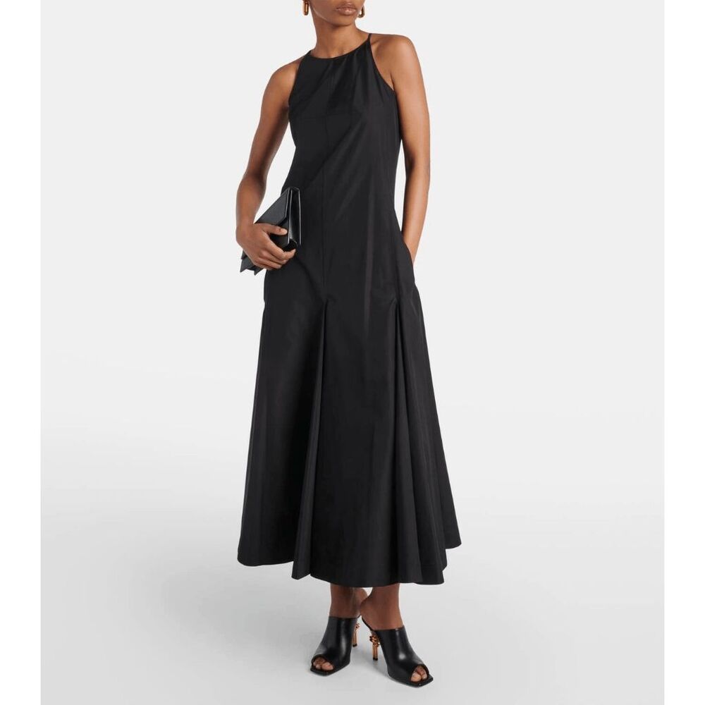 Sportmax Womens Black Cactus Poplin Sleeveless Fit & Flared Dress Size 4